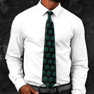 RPG Dice   Emerald Fantasy Tabletop Retro Gamer Neck Tie