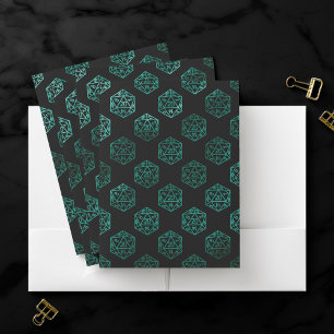 RPG Dice Emerald Fantasy Tabletop Retro Gamer Pocket Folder