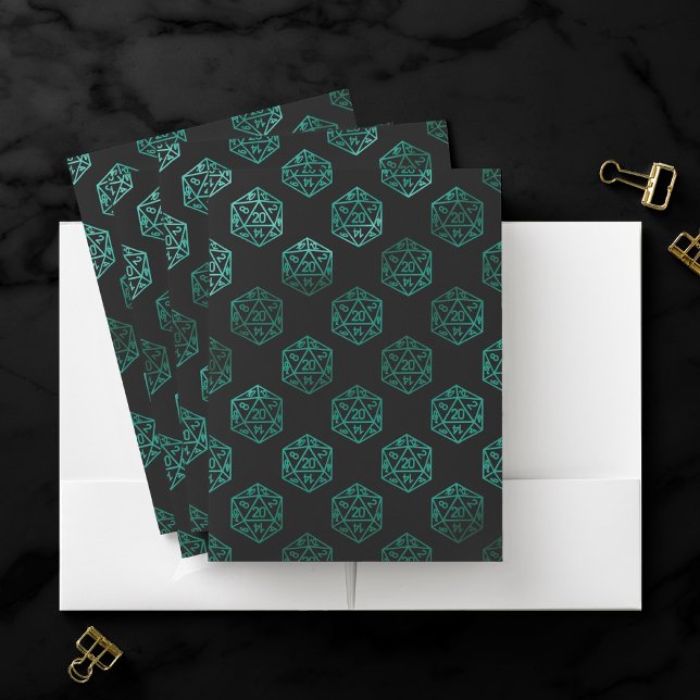 RPG Dice | Emerald Fantasy Tabletop Retro Gamer Pocket Folder (Creator Uploaded)