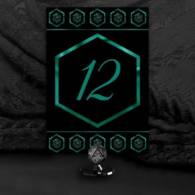 RPG Dice | Emerald Fantasy Tabletop Retro Gamer Table Number (Creator Uploaded)