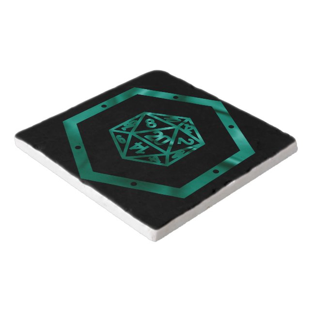 RPG Dice | Emerald Fantasy Tabletop Retro Gamer Trivet (Corner)