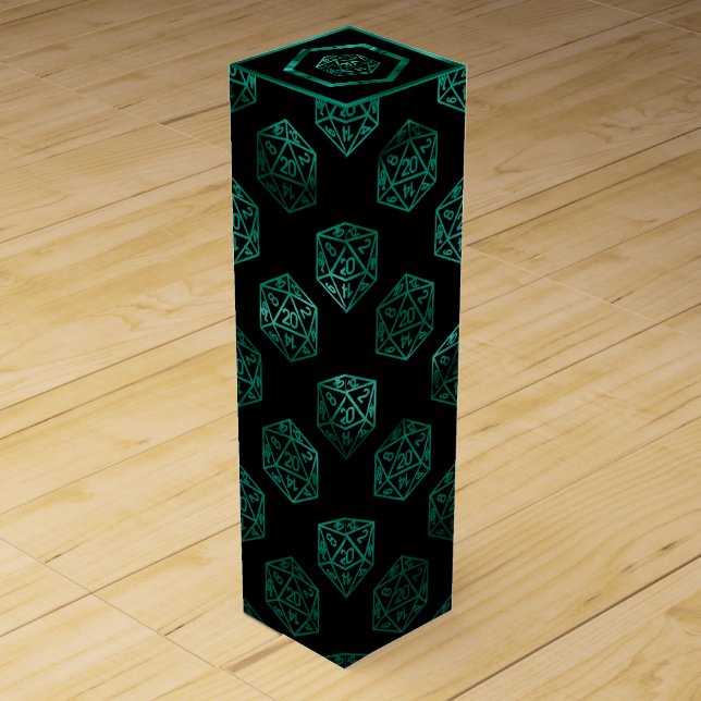 RPG Dice | Emerald Fantasy Tabletop Retro Gamer Wine Box (Front)