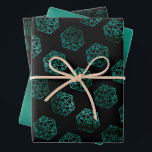 RPG Dice | Emerald Fantasy Tabletop Retro Gamer Wrapping Paper Sheets<br><div class="desc">GEEK CHIC GAMER! Novelty RPG wrapping papers are also ideal for ephemera diy furniture decoupage, or home decor do-it-yourself projects. It's GAME ON! so choose your weapon and roll initiative! Perfect for any old school tabletop pen/pencil and paper (PnP) fantasy role player, the design features a seamless pattern of 20-sided...</div>