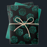 RPG Dice | Emerald Fantasy Tabletop Retro Gamer Wrapping Paper Sheets<br><div class="desc">GEEK CHIC GAMER! Novelty RPG wrapping papers are also ideal for ephemera diy furniture decoupage, or home decor do-it-yourself projects. It's GAME ON! so choose your weapon and roll initiative! Perfect for any old school tabletop pen/pencil and paper (PnP) fantasy role player, the design features a seamless pattern of 20-sided...</div>
