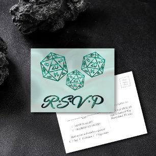 RPG Dice Emerald Tabletop PnP Gamer Entree RSVP Invitation Postcard