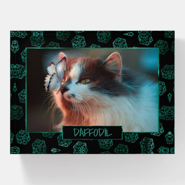 RPG Dice | Emerald Tabletop Retro Gamer Pet Photo Paperweight (Front)