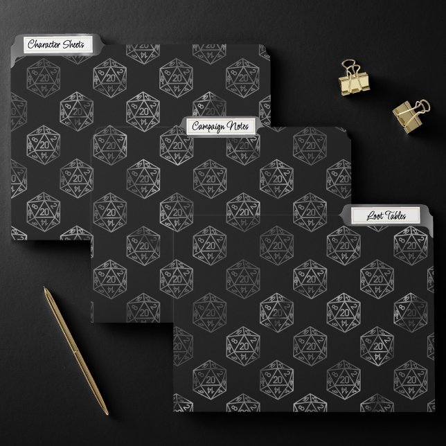 RPG Dice | Fantasy Old School Tabletop Retro Gamer File Folder (Creator Uploaded)