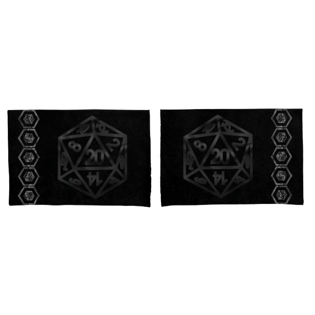 RPG Dice | Fantasy Old School Tabletop Retro Gamer Pillow Case (Front-Set)