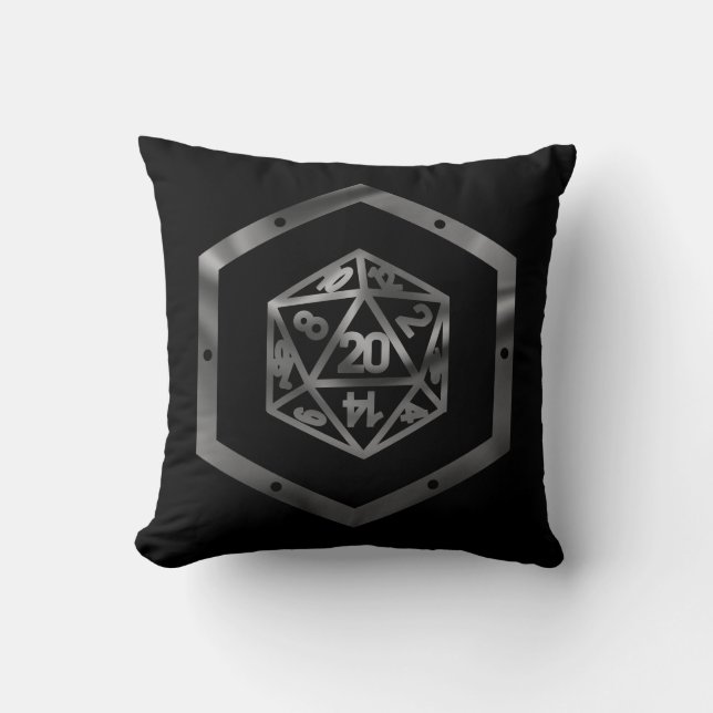 RPG Dice | Fantasy Old School Tabletop Retro Gamer Throw Pillow (Front)