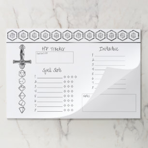 RPG Dice Fantasy Tabletop PnP Gamer Session Paper Pad