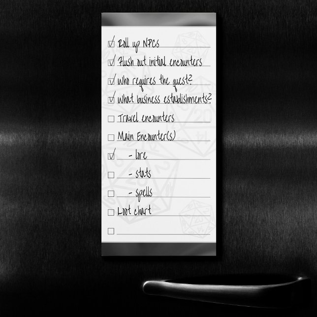 RPG Dice | Fantasy Tabletop Retro Gamer Checklist Magnetic Notepad (Creator Uploaded)