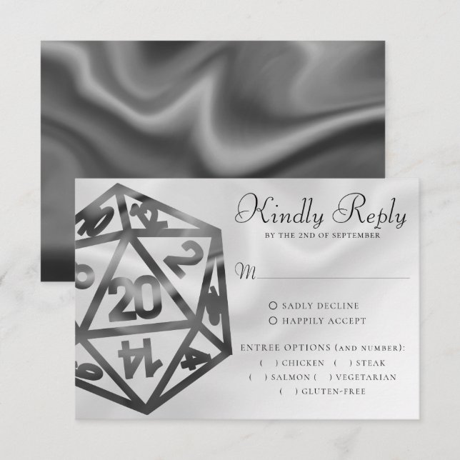 RPG Dice | Fantasy Tabletop Retro Gamer Entree RSVP Card (Front/Back)