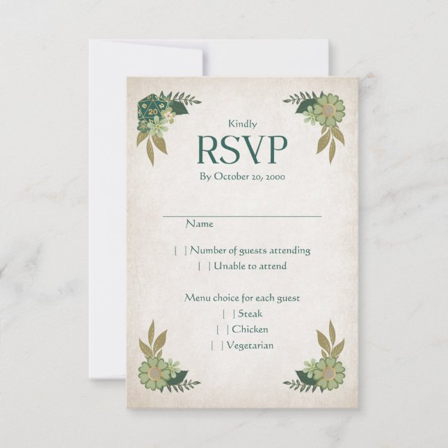 RPG Dice Gamer Wedding RSVP Card (Front)