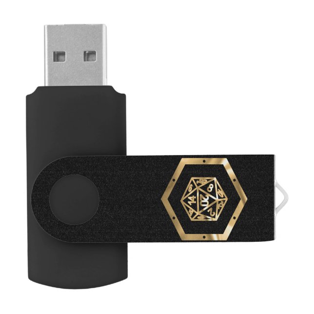 RPG Dice | Gold Fantasy Old School Tabletop Gamer Flash Drive (Opened)