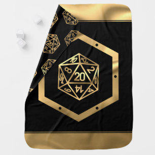 RPG Dice   Gold Fantasy Retro Tabletop PnP Gamer Baby Blanket