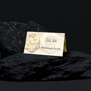 RPG Dice Gold Fantasy Retro Tabletop PnP Gamer Place Card