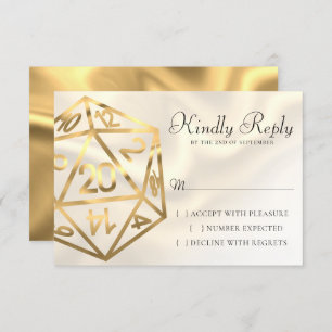 RPG Dice Gold Fantasy Retro Tabletop PnP Gamer RSVP Card