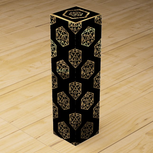 RPG Dice | Gold Fantasy Retro Tabletop PnP Gamer Wine Box (Back)