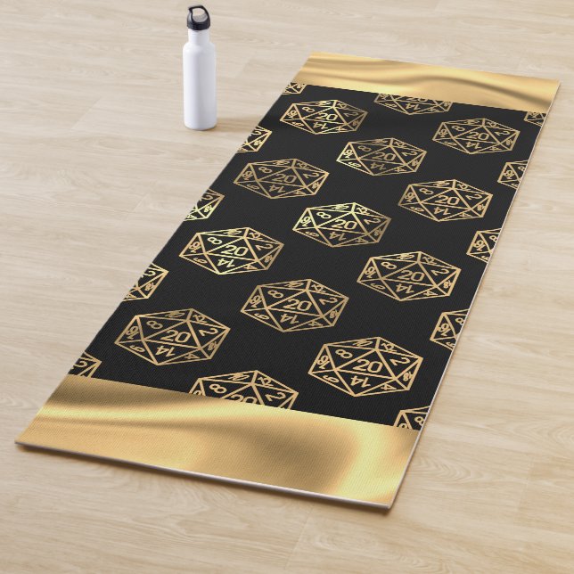 RPG Dice | Gold Fantasy Retro Tabletop PnP Gamer Yoga Mat (In Situ)