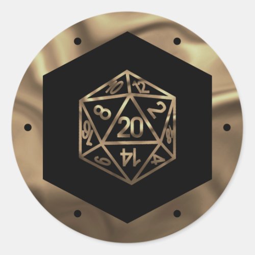 RPG Dice  Gold Fantasy Roleplayer Tabletop Gamer Classic Round Sticker