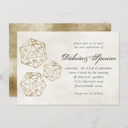 RPG Dice  Gold Fantasy Roleplayer Tabletop Gamer Invitation