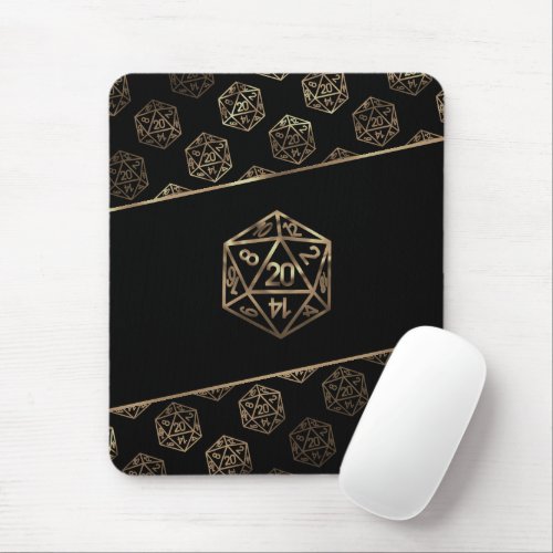 RPG Dice  Gold Fantasy Roleplayer Tabletop Gamer Mouse Pad