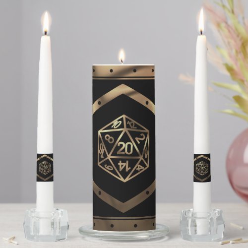 RPG Dice  Gold Fantasy Roleplayer Tabletop Gamer Unity Candle Set