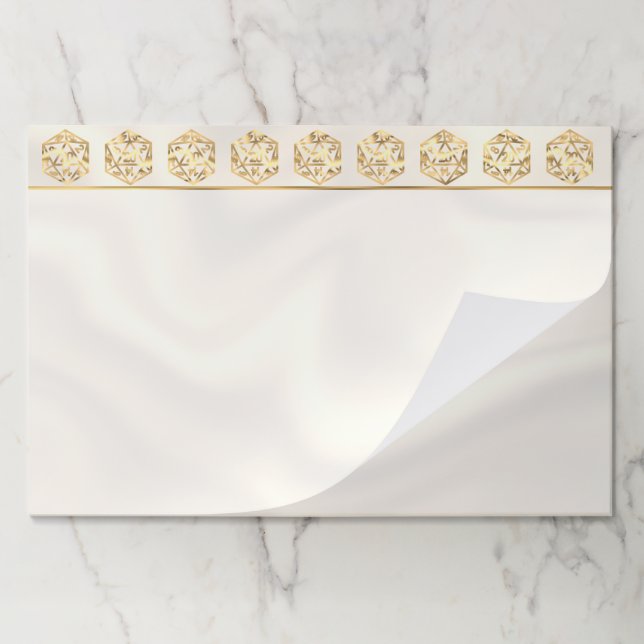 RPG Dice | Gold Fantasy Tabletop Gamer Branding Paper Pad (Folded)
