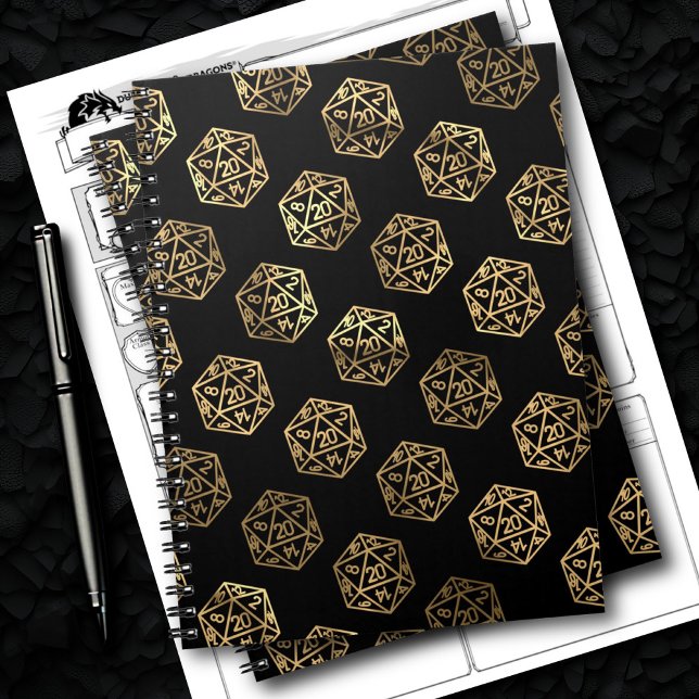 RPG Dice | Gold Fantasy Tabletop Gamer Campaign Notebook (Creator Uploaded)