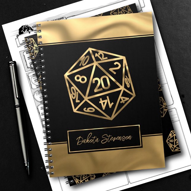 RPG Dice | Gold Fantasy Tabletop Gamer Character Notebook (Creator Uploaded)