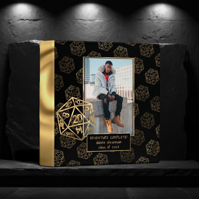 RPG Dice | Gold Fantasy Tabletop Gamer Graduation 3 Ring Binder (Creator Uploaded)