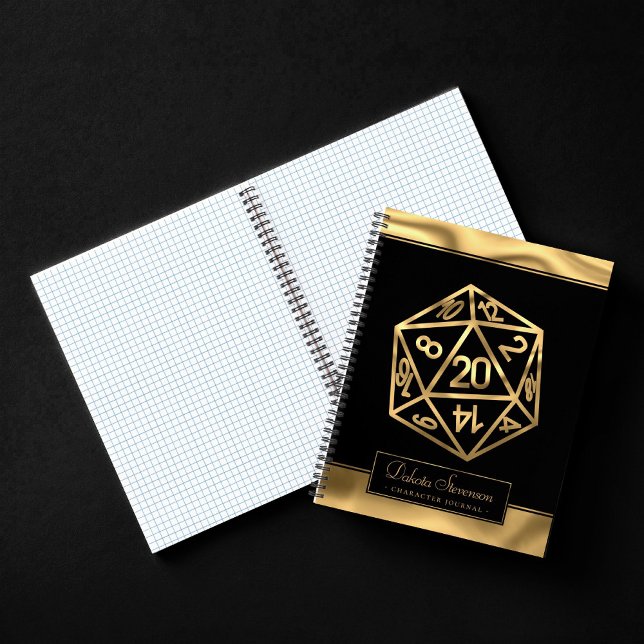 RPG Dice | Gold Fantasy Tabletop Gamer Graph Paper Notebook (Creator Uploaded)