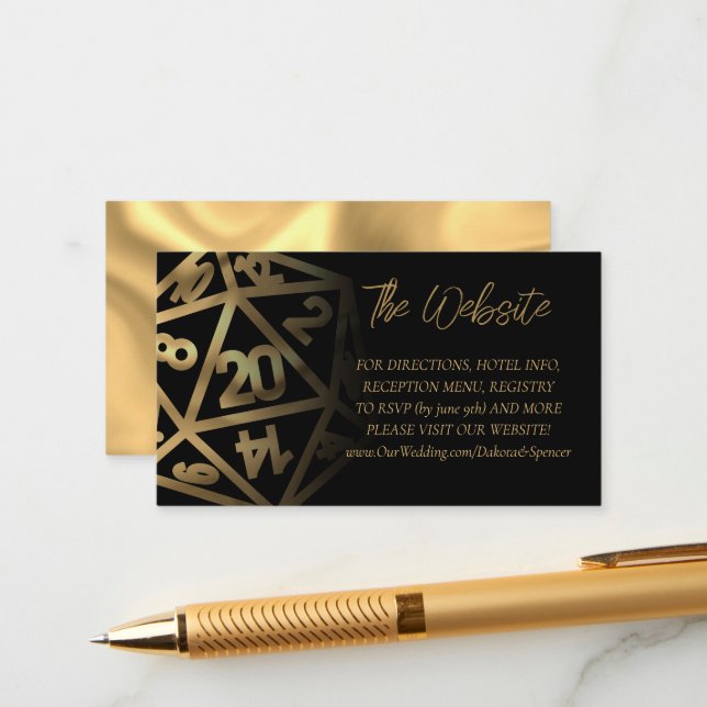 RPG Dice | Gold Fantasy Tabletop Gamer Website Enclosure Card (Front/Back In Situ)