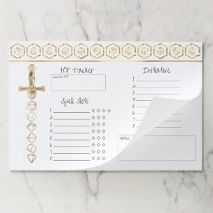 RPG Dice Gold Fantasy Tabletop PnP Gamer Session Paper Pad