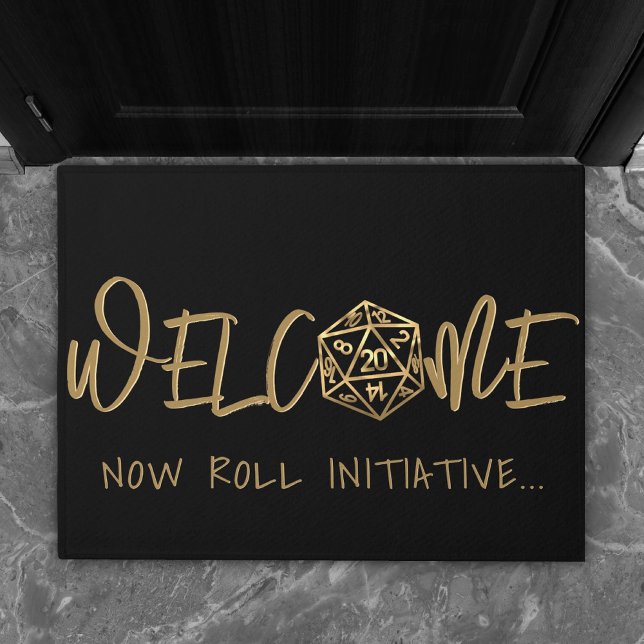 RPG Dice | Gold Fantasy Tabletop PnP Gamer Welcome Doormat (Creator Uploaded)