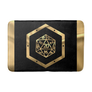 RPG Dice   Gold Fantasy Tabletop Retro PnP Gamer Bath Mat