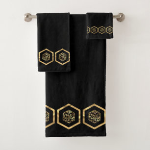 RPG Dice   Gold Fantasy Tabletop Retro PnP Gamer Bath Towel Set