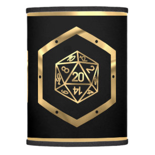 RPG Dice   Gold Fantasy Tabletop Retro PnP Gamer Lamp Shade