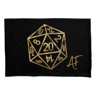 RPG Dice Gold Fantasy Tabletop Retro PnP Gamer Pillow Case