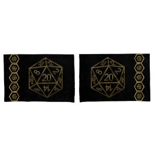 RPG Dice Gold Fantasy Tabletop Retro PnP Gamer Pillow Case