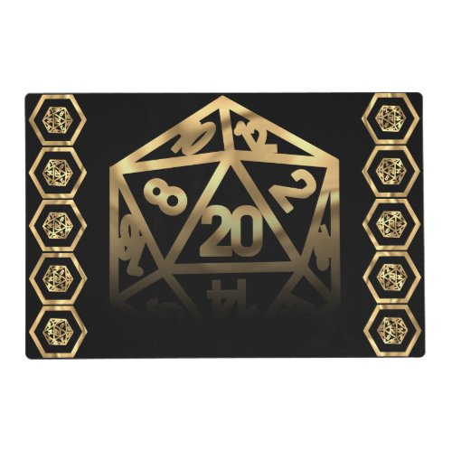 RPG Dice | Gold Fantasy Tabletop Retro PnP Gamer Placemat