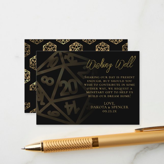 RPG Dice | Gold Fantasy Tabletop Wishing Well Enclosure Card (Front/Back In Situ)