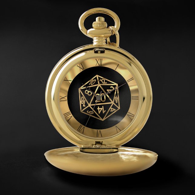 RPG Dice | Gold Old School Fantasy Tabletop Gamer Pocket Watch (Creator Uploaded)