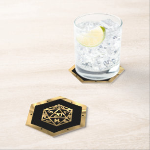 RPG Dice   Gold Old School Tabletop PnP Roleplayer Paper Coaster