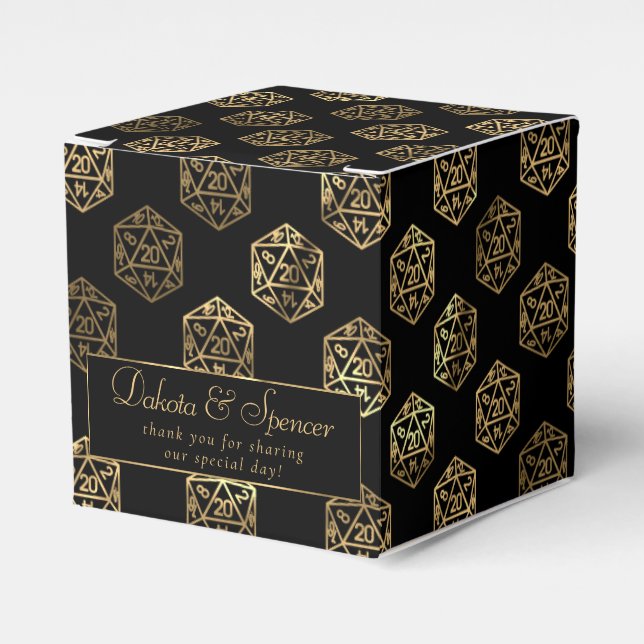 RPG Dice | Gold Tabletop PnP Roleplayer Thank You Favor Boxes (Front Side)