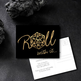 RPG Dice   Gold Tabletop Roleplayer Change of Date Postcard