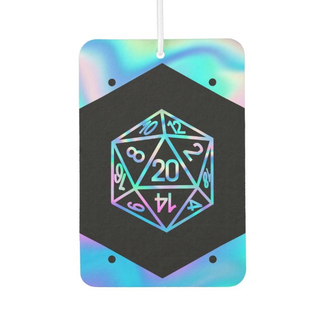 RPG Dice | Holo Fantasy Retro Tabletop PnP Gamer Air Freshener (Front)