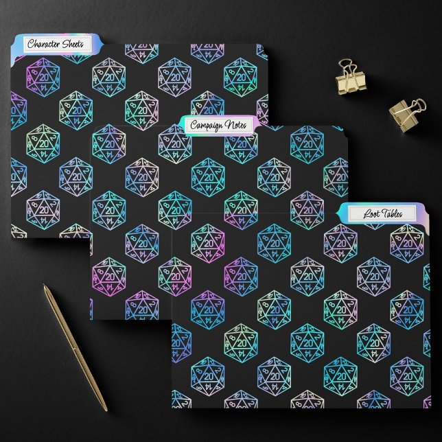 RPG Dice | Holo Fantasy Retro Tabletop PnP Gamer File Folder (Creator Uploaded)