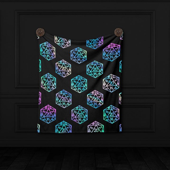 RPG Dice | Holo Fantasy Retro Tabletop PnP Gamer Fleece Blanket (Creator Uploaded)
