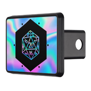 RPG Dice Holo Fantasy Retro Tabletop PnP Gamer Hitch Cover
